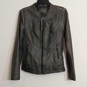 Sebby Collection Gray Faux Leather Moto Jacket